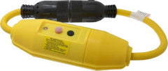 Tower - 1 Outlet, 125 Volt, 20 Amp Rating, Inline, Manual, Industrial GFCI - 2 Ft. Long Cord, 5-20 P and R NEMA Configuration, Switch, Pilot Light, Plastic Housing - Exact Tooling