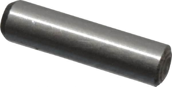 Value Collection - 1/16" Diam x 1/4" Pin Length Grade 8 Alloy Steel Standard Dowel Pin - C 50-58 Hardness, 800 Lb Breaking Strength, 1 Beveled & 1 Rounded End - Exact Tooling