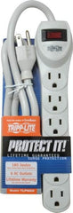 Tripp-Lite - 6 Outlets, 120 Volts, 15 Amps, 2' Cord, Power Outlet Strip - Free Hanging, Keyhole Mount, 5-15P NEMA Configuration, 23.98" Strip, UL1449 3rd Edition - Exact Tooling