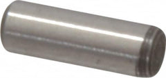 Value Collection - 1/8" Diam x 3/8" Pin Length Grade 8 Alloy Steel Standard Dowel Pin - C 50-58 Hardness, 3,200 Lb Breaking Strength, 1 Beveled & 1 Rounded End - Exact Tooling