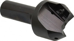 Kyocera - 30° Lead Angle, 1.62" Max Cut Diam, 1" Min Cut Diam, 0.544" Max Depth of Cut, Indexable Chamfer and Angle End Mill - 2 Inserts, APET 1604 Insert Style, 3-1/4" Overall Length, Straight Shank, 60° Included Angle - Exact Tooling