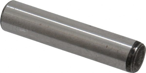 Value Collection - 3/16" Diam x 7/8" Pin Length Grade 8 Alloy Steel Standard Dowel Pin - C 50-58 Hardness, 7,200 Lb Breaking Strength, 1 Beveled & 1 Rounded End - Exact Tooling