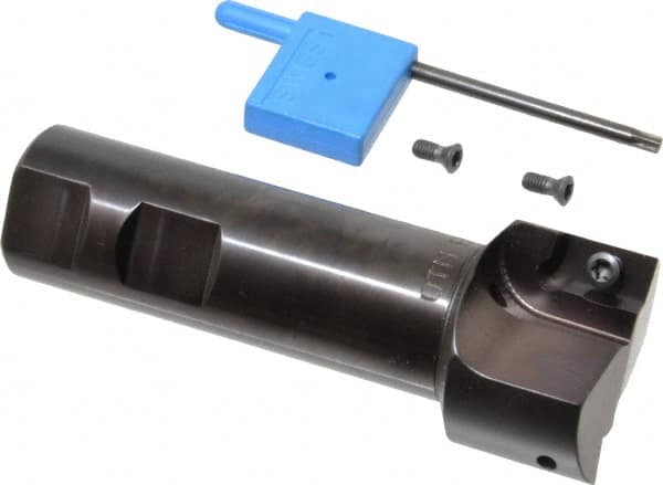 Kyocera - 1-1/2" Cut Diam, 0.64" Max Depth of Cut, 1" Shank Diam, 4" OAL, Indexable Square Shoulder End Mill - APET 1604 Inserts, Weldon Shank, 90° Lead Angle, Through Coolant - Exact Tooling