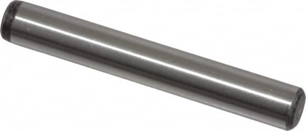 Value Collection - 1/4" Diam x 1-3/4" Pin Length Grade 8 Alloy Steel Standard Dowel Pin - C 50-58 Hardness, 12,800 Lb Breaking Strength, 1 Beveled & 1 Rounded End - Exact Tooling