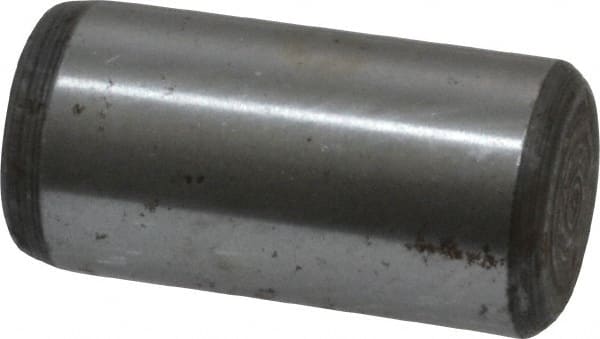 Value Collection - 3/8" Diam x 3/4" Pin Length Grade 8 Alloy Steel Standard Dowel Pin - C 50-58 Hardness, 28,700 Lb Breaking Strength, 1 Beveled & 1 Rounded End - Exact Tooling