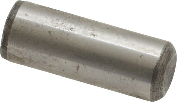 Value Collection - 3/8" Diam x 1" Pin Length Grade 8 Alloy Steel Standard Dowel Pin - C 50-58 Hardness, 28,700 Lb Breaking Strength, 1 Beveled & 1 Rounded End - Exact Tooling