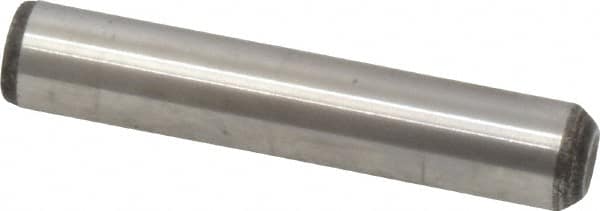 Value Collection - 3/8" Diam x 2" Pin Length Grade 8 Alloy Steel Standard Dowel Pin - C 50-58 Hardness, 28,700 Lb Breaking Strength, 1 Beveled & 1 Rounded End - Exact Tooling