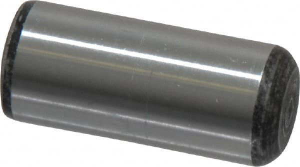 Value Collection - 7/16" Diam x 1" Pin Length Grade 8 Alloy Steel Standard Dowel Pin - C 50-58 Hardness, 39,100 Lb Breaking Strength, 1 Beveled & 1 Rounded End - Exact Tooling