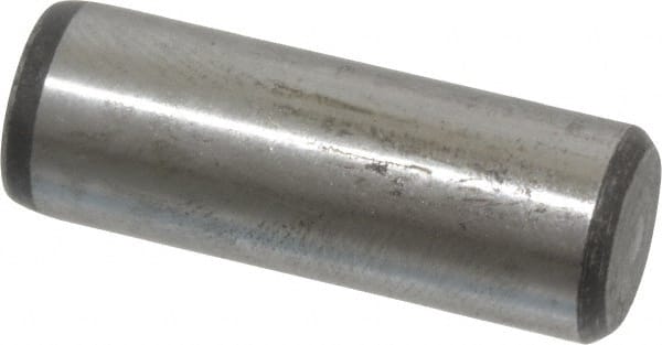 Value Collection - 7/16" Diam x 1-1/4" Pin Length Grade 8 Alloy Steel Standard Dowel Pin - C 50-58 Hardness, 39,100 Lb Breaking Strength, 1 Beveled & 1 Rounded End - Exact Tooling