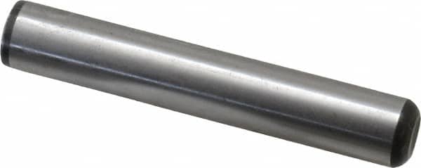 Value Collection - 1/2" Diam x 3" Pin Length Grade 8 Alloy Steel Standard Dowel Pin - C 50-58 Hardness, 51,000 Lb Breaking Strength, 1 Beveled & 1 Rounded End - Exact Tooling