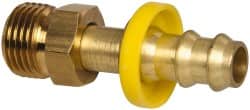 Eaton - 3/8" ID 5/8-18 NPT Barbed Push On Inverted Male Swivel Connector - 1-3/16" Cut Off Allowance, 2.02" Long, 5/8" Hex, Brass - Exact Tooling