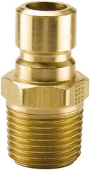 Parker - 3/8 NPTF Brass Hydraulic Hose Male Pipe Thread Nipple - 200 psi, 6 GPM, Series Moldmate - Exact Tooling