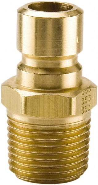 Parker - 3/8 NPTF Brass Hydraulic Hose Male Pipe Thread Nipple - 200 psi, 3 GPM, Series Moldmate - Exact Tooling