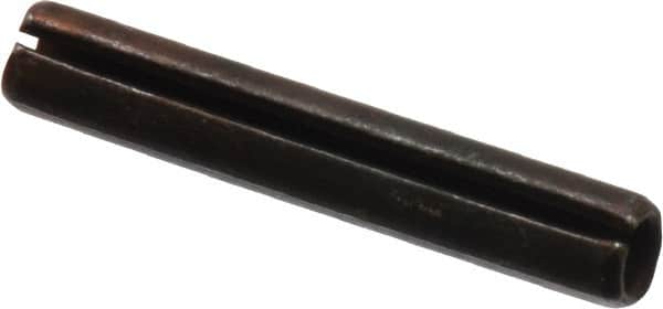 Made in USA - 3/16" Diam x 1-1/8" Long Slotted Spring Pin - Grade 1070-1090 Alloy Steel, Black Oxide Finish - Exact Tooling