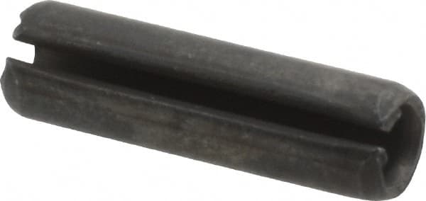 Made in USA - 1/4" Diam x 7/8" Long Slotted Spring Pin - Grade 1070-1090 Alloy Steel, Black Oxide Finish - Exact Tooling