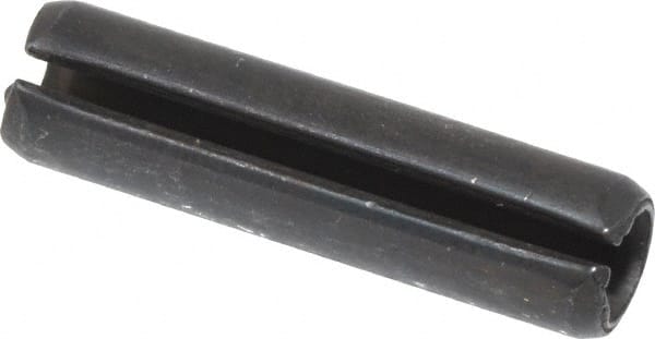 Made in USA - 1/4" Diam x 1" Long Slotted Spring Pin - Grade 1070-1090 Alloy Steel, Black Oxide Finish - Exact Tooling
