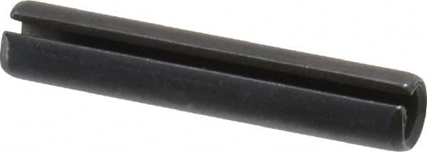 Made in USA - 1/4" Diam x 1-3/8" Long Slotted Spring Pin - Grade 1070-1090 Alloy Steel, Black Oxide Finish - Exact Tooling