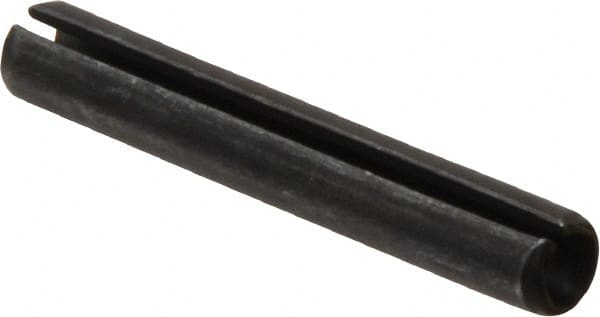Made in USA - 1/4" Diam x 1-5/8" Long Slotted Spring Pin - Grade 1070-1090 Alloy Steel, Black Oxide Finish - Exact Tooling