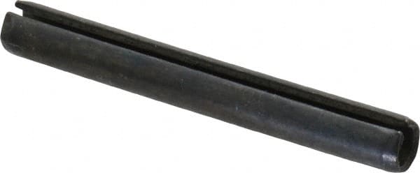 Made in USA - 1/4" Diam x 2" Long Slotted Spring Pin - Grade 1070-1090 Alloy Steel, Black Oxide Finish - Exact Tooling