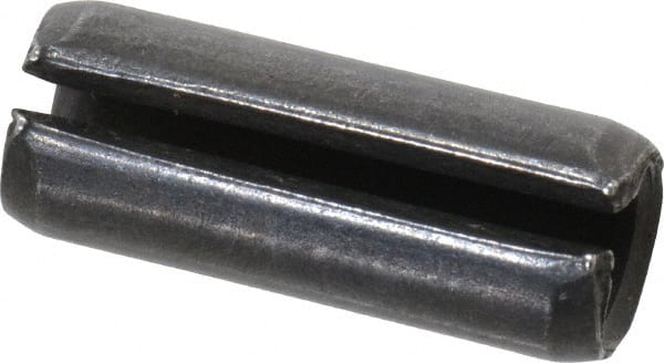 Made in USA - 3/8" Diam x 1" Long Slotted Spring Pin - Grade 1070-1090 Alloy Steel, Black Oxide Finish - Exact Tooling
