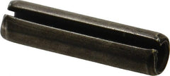 Made in USA - 3/8" Diam x 1-1/2" Long Slotted Spring Pin - Grade 1070-1090 Alloy Steel, Black Oxide Finish - Exact Tooling