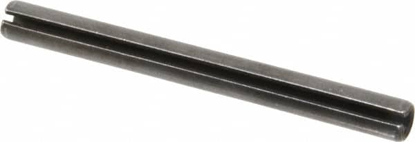 Made in USA - 3/8" Diam x 4" Long Slotted Spring Pin - Grade 1070-1090 Alloy Steel, Black Oxide Finish - Exact Tooling
