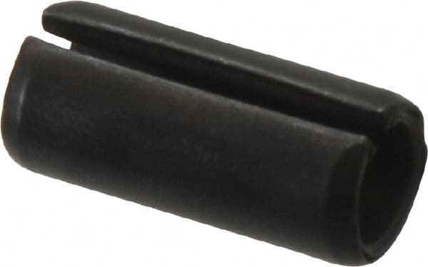 Made in USA - 7/16" Diam x 1" Long Slotted Spring Pin - Grade 1070-1090 Alloy Steel, Black Oxide Finish - Exact Tooling