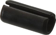 Made in USA - 7/16" Diam x 1" Long Slotted Spring Pin - Grade 1070-1090 Alloy Steel, Black Oxide Finish - Exact Tooling