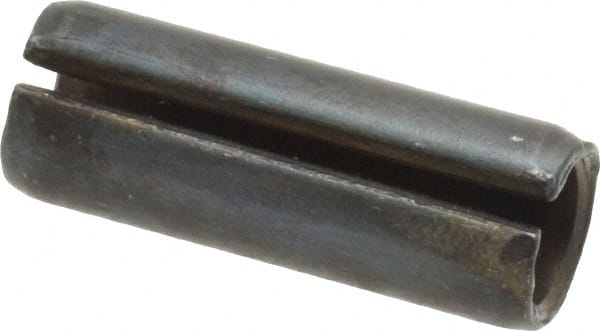 Made in USA - 7/16" Diam x 1-1/4" Long Slotted Spring Pin - Grade 1070-1090 Alloy Steel, Black Oxide Finish - Exact Tooling