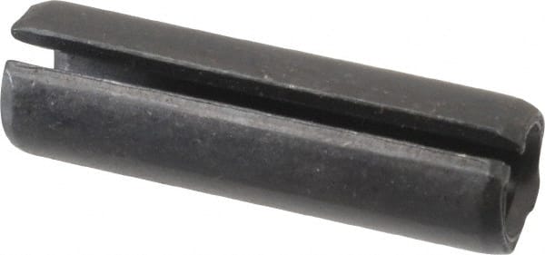 Made in USA - 7/16" Diam x 1-1/2" Long Slotted Spring Pin - Grade 1070-1090 Alloy Steel, Black Oxide Finish - Exact Tooling