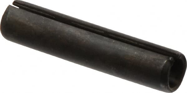 Made in USA - 7/16" Diam x 2" Long Slotted Spring Pin - Grade 1070-1090 Alloy Steel, Black Oxide Finish - Exact Tooling