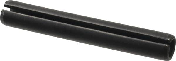 Made in USA - 7/16" Diam x 3" Long Slotted Spring Pin - Grade 1070-1090 Alloy Steel, Black Oxide Finish - Exact Tooling