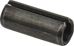 Made in USA - 1/2" Diam x 1-1/4" Long Slotted Spring Pin - Grade 1070-1090 Alloy Steel, Black Oxide Finish - Exact Tooling