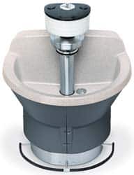 Bradley - Semi-Circular, Foot-Controlled, External Drain, 54" Diam, 4 Person Capacity, Bradstone, Wash Fountain - 3 GPM, 9" Bowl Depth, 29-1/4" High - Exact Tooling