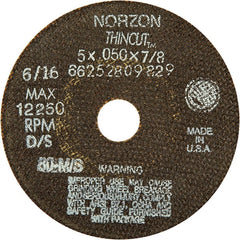 Norton - 5" Ceramic Cutoff Wheel - 1/16" Thick, 7/8" Arbor - Exact Tooling