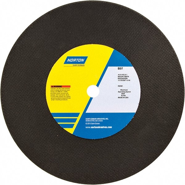 Norton - 16" Aluminum Oxide Cutoff Wheel - 5/32" Thick, 1" Arbor - Exact Tooling