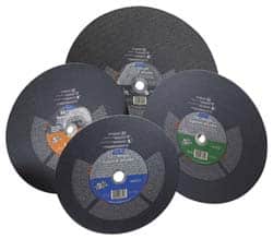 Norton - 14" 16 Grit Silicon Carbide Cutoff Wheel - 3/16" Thick, 1" Arbor, 4,365 Max RPM, Use with Portable Tools - Exact Tooling