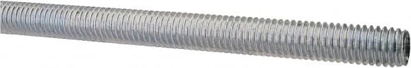 Made in USA - 7/16-14 UNC (Coarse), 3' Long, Low Carbon Steel Threaded Rod - Zinc-Plated Finish, Right Hand Thread - Exact Tooling