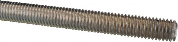 Made in USA - 1/2-13 UNC (Coarse), 3' Long, Low Carbon Steel Threaded Rod - Zinc-Plated Finish, Right Hand Thread - Exact Tooling