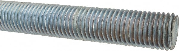 Made in USA - 1-8 UNC (Coarse), 3' Long, Low Carbon Steel Threaded Rod - Zinc-Plated Finish, Right Hand Thread - Exact Tooling