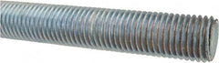 Made in USA - 1-8 UNC (Coarse), 3' Long, Low Carbon Steel Threaded Rod - Zinc-Plated Finish, Right Hand Thread - Exact Tooling