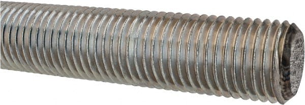 Made in USA - 1-1/4-7 UNC (Coarse), 3' Long, Low Carbon Steel Threaded Rod - Zinc-Plated Finish, Right Hand Thread - Exact Tooling