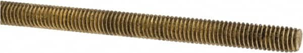 Made in USA - #10-32 UNF (Fine), 3' Long, Brass Threaded Rod - Right Hand Thread - Exact Tooling