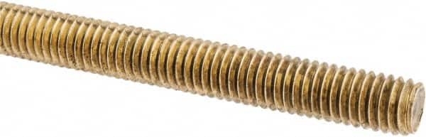 Made in USA - 3/8-16 UNC (Coarse), 3' Long, Brass Threaded Rod - Right Hand Thread - Exact Tooling