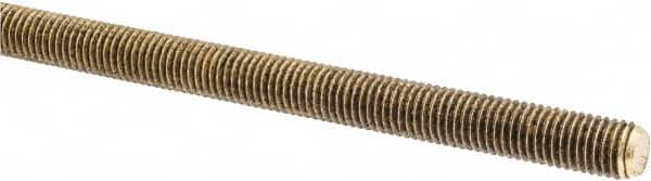 Made in USA - 1/4-28 UNF (Fine), 3' Long, Brass Threaded Rod - Right Hand Thread - Exact Tooling