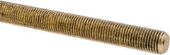 Made in USA - 3/8-24 UNF (Fine), 3' Long, Brass Threaded Rod - Right Hand Thread - Exact Tooling
