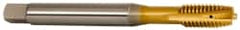 OSG - 3/8-16 UNC, 3 Flute, TiN Finish, Vanadium High Speed Steel Spiral Point Tap - Plug Chamfer, Right Hand Thread, 100mm OAL, 1-1/4" Thread Length, 0.381" Shank Diam, 2B Class of Fit - Exact Tooling