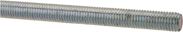 Made in USA - 1/4-28 UNF (Fine), 3' Long, Low Carbon Steel Threaded Rod - Zinc-Plated Finish, Right Hand Thread - Exact Tooling