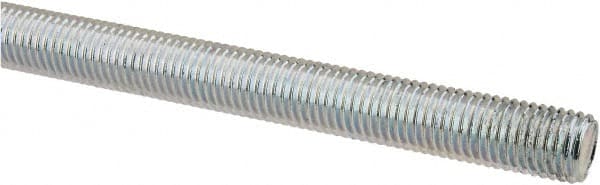 Made in USA - 5/16-24 UNF (Fine), 3' Long, Low Carbon Steel Threaded Rod - Zinc-Plated Finish, Right Hand Thread - Exact Tooling