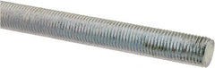 Made in USA - 3/8-24 UNF (Fine), 3' Long, Low Carbon Steel Threaded Rod - Zinc-Plated Finish, Right Hand Thread - Exact Tooling